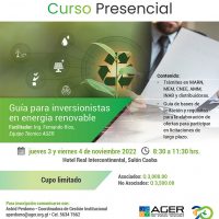¡Curso presencial! Guía para el Inversionista en Energía Renovable